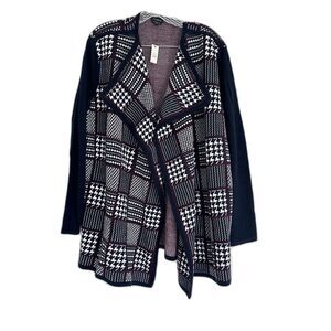 Talbots Merino Cardigan Open Front Sweater Size XL New Blue/Red/White